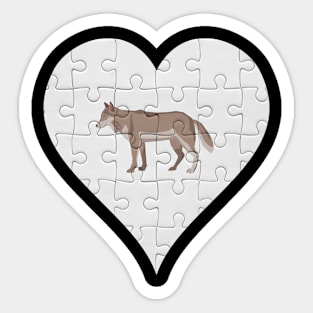 Jigsaw  Wolf Heart Design - Wild Animal Wolf Sticker